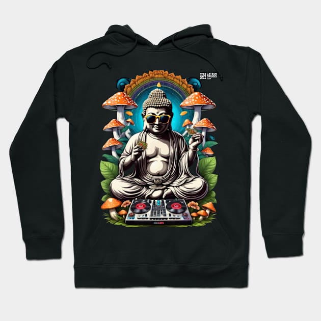 Techno T-Shirt - Techno Buddha - Catsondrugs.com - Techno, rave, edm, festival, techno, trippy, music, 90s rave, psychedelic, party, trance, rave music, rave krispies, rave flyer T-Shirt Hoodie by catsondrugs.com